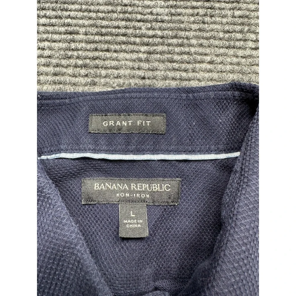 Banana Republic Dress Shirt Mens Large Blue Grant Fit Non Iron‎ Long Sleeve